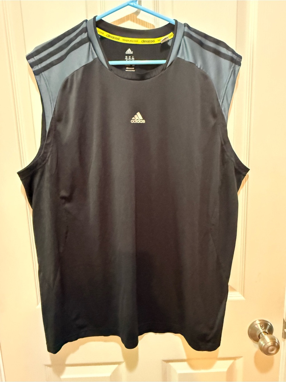 adidas Men’s Black Sleeveless Athletic Tank with Gray Accents